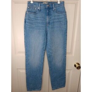 NWT Madewell Perfect Vintage Straight Jeans Women Size 26 Blue Distressed